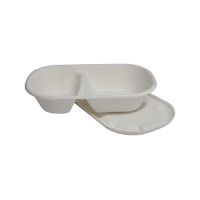 Einnota rotmassa borðbúnaður Lífbrjótanlegur sykurreyr hádegisverðarbox Bagasse Örbylgjuofn